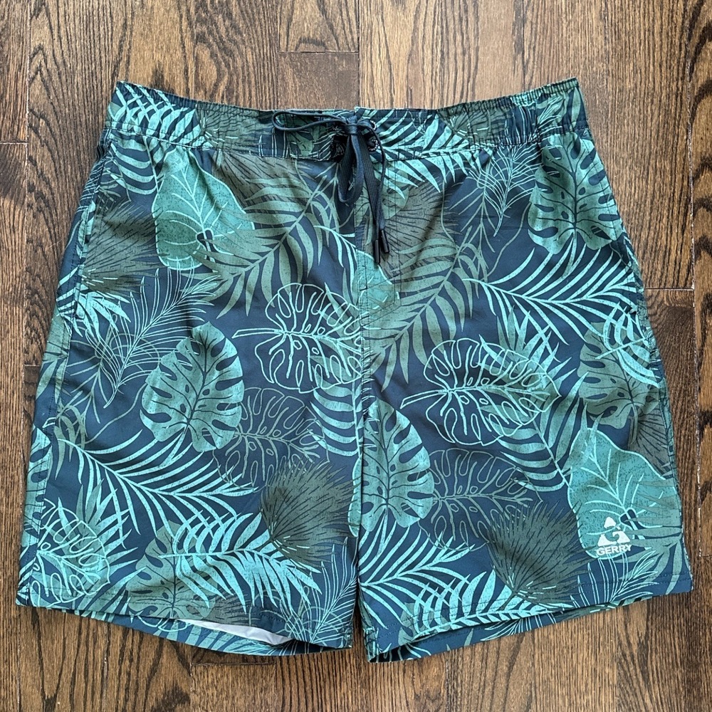 Gerry Men's Swim Trunks Tropical Leaf Print Quick Dry Swim Shorts XL‎